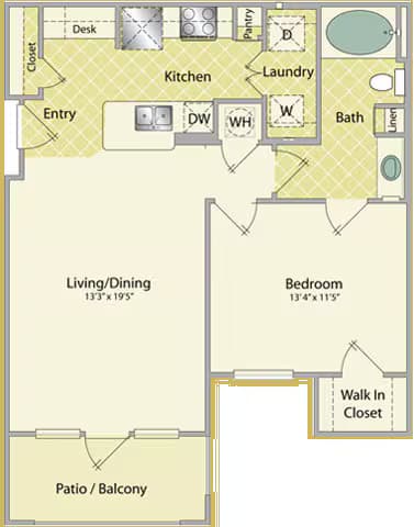 1 Bed • 1 Bath 1104 floor plan