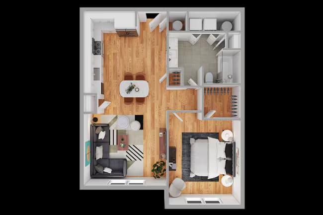 1x1 1104-O floor plan