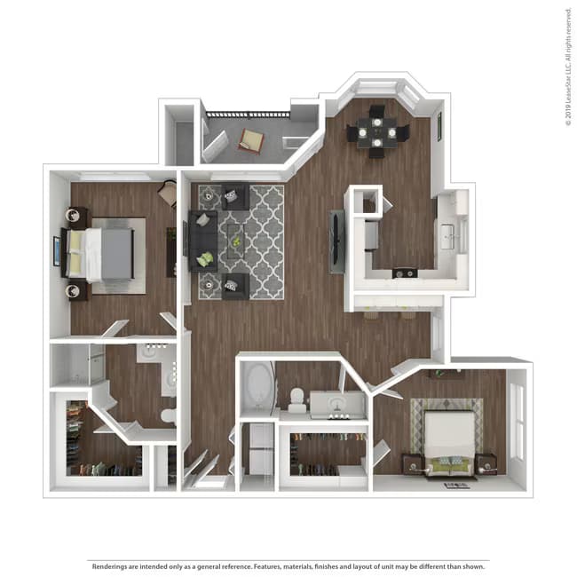 2 Beds • 2 Bath 9101 floor plan