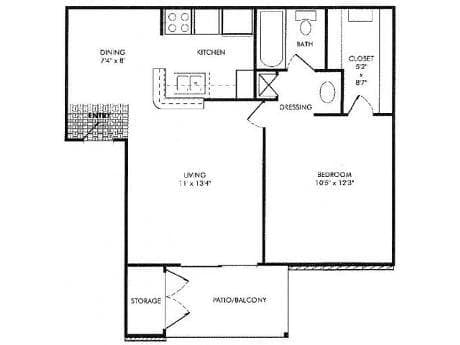 1 Bed • 1 Bath 0618 floor plan