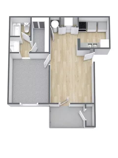 1 Bed • 1 Bath Private floor plan