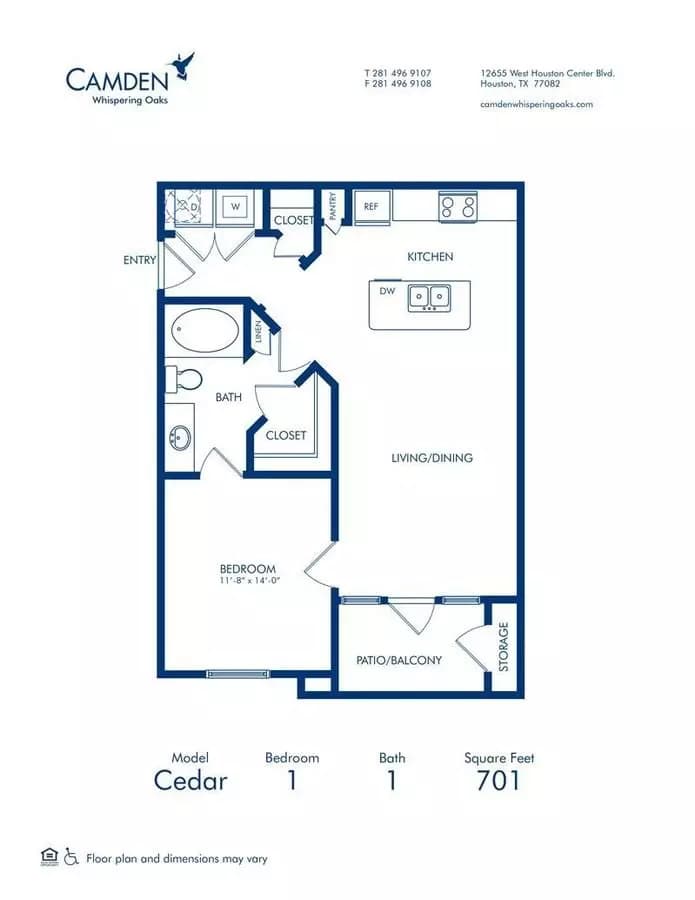 1 Bed • 1 Bath 10305 floor plan