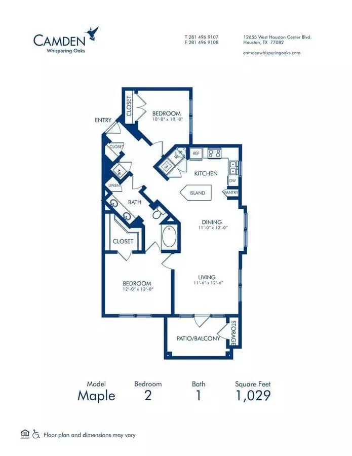 2 Beds • 1 Bath 14306 floor plan