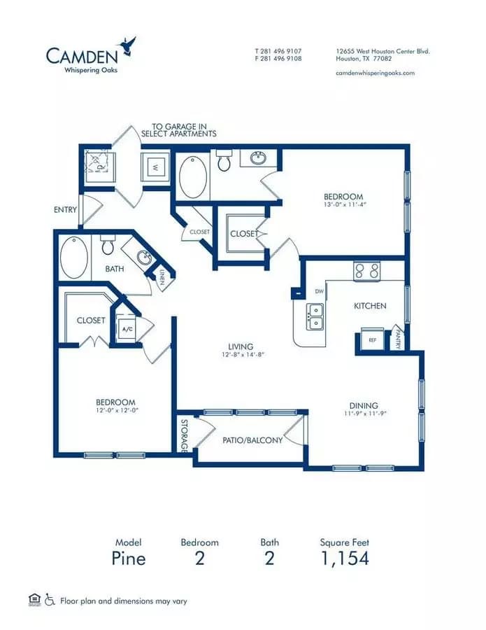 2 Beds • 2 Bath 06307 floor plan