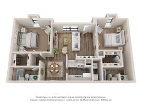 2 Bed 2 Bath Renovated 1000 sq ft 2002 floor plan