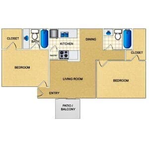 B2 - 2 Bed/2 Bath 4101 floor plan