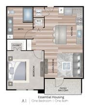 One bedroom 412 floor plan