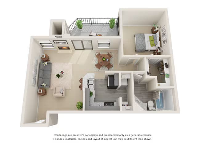 1 Bed • 1 Bath L0810 floor plan