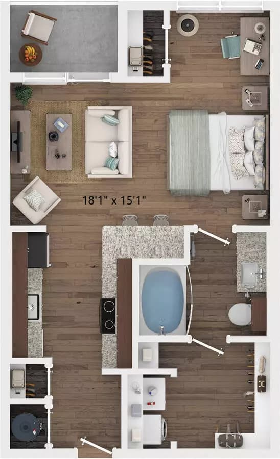 Studio • 1 Bath 1-1202 floor plan