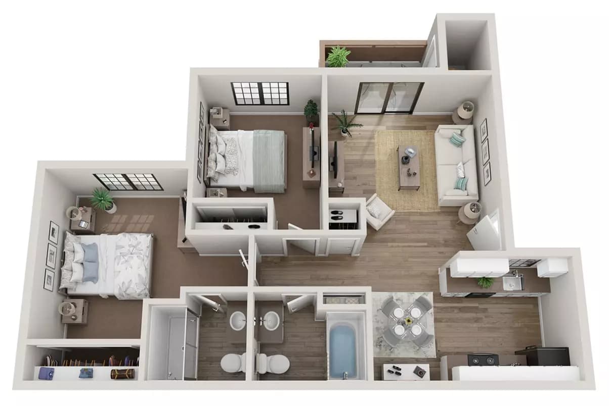 2 Beds • 2 Bath 210 floor plan