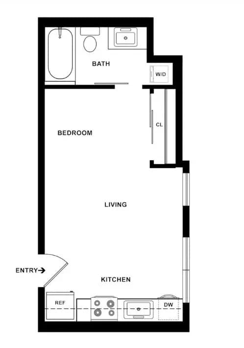 Studio • 1 Bath S1 floor plan