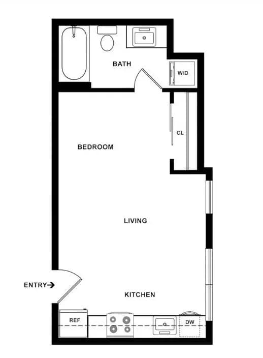 1 Bed • 1 Bath A1 floor plan