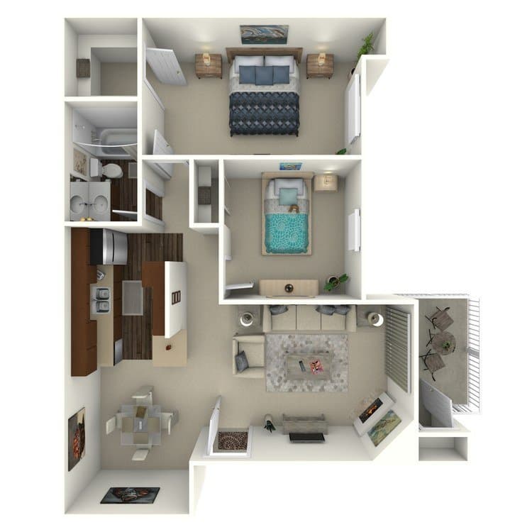 2 Beds • 1 Bath Summit floor plan