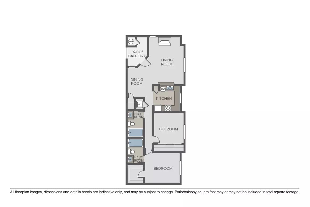 2 Beds • 2 Bath
3D Tour 05309 floor plan