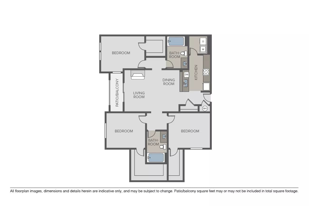 3 Beds • 2 Bath
3D Tour 03308 floor plan