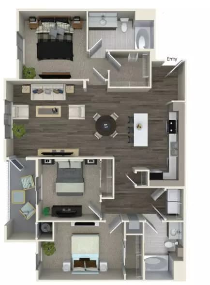 3 Beds • 2 Bath 67201 floor plan