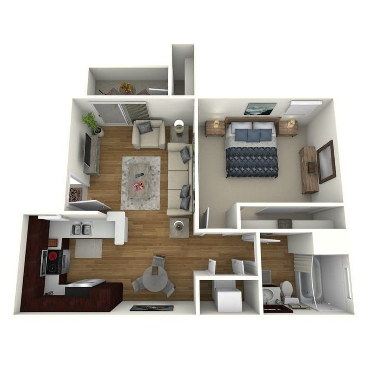 1 Bed • 1 Bath Rev floor plan