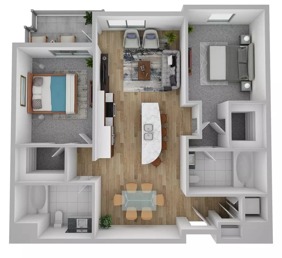 2 Beds • 2 Bath B212 floor plan