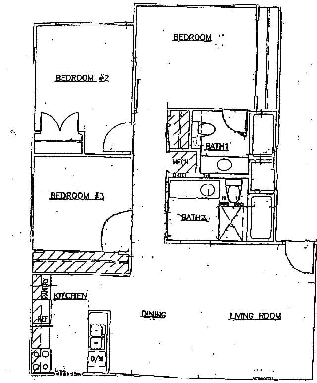 3 Bedroom 2 Bath 104 floor plan