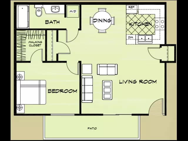 1 Bed • 1 Bath floor plan