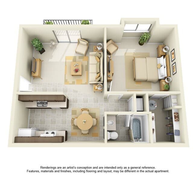 1 Bed • 1 Bath 090 floor plan