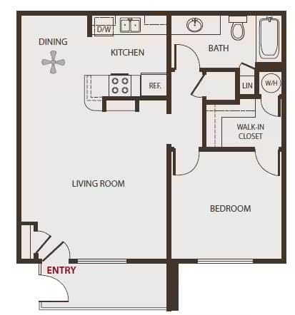 1 bed floor plan