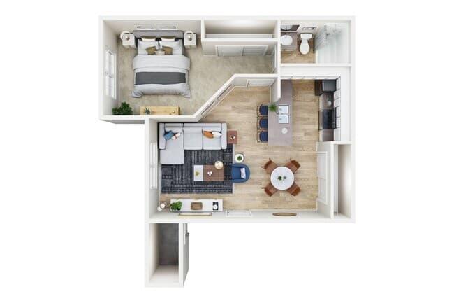 1Bed 1 Bath 208 floor plan