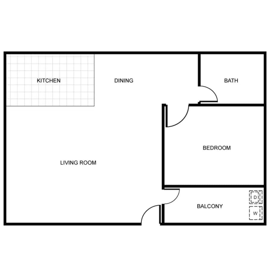 1 Bed • 1 Bath 10 floor plan