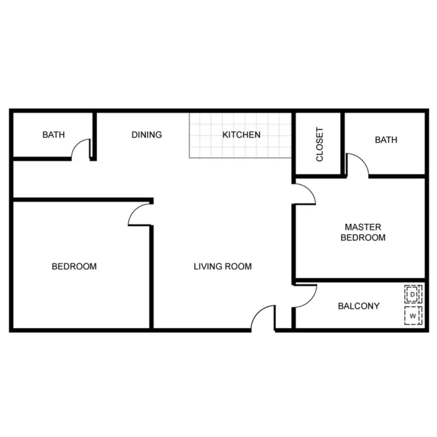 2 Beds • 2 Bath 62 floor plan