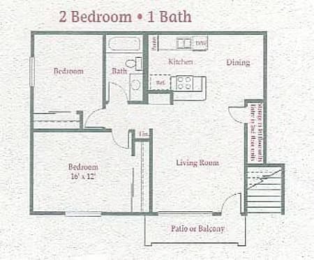 2Bed 1Bath 018 floor plan