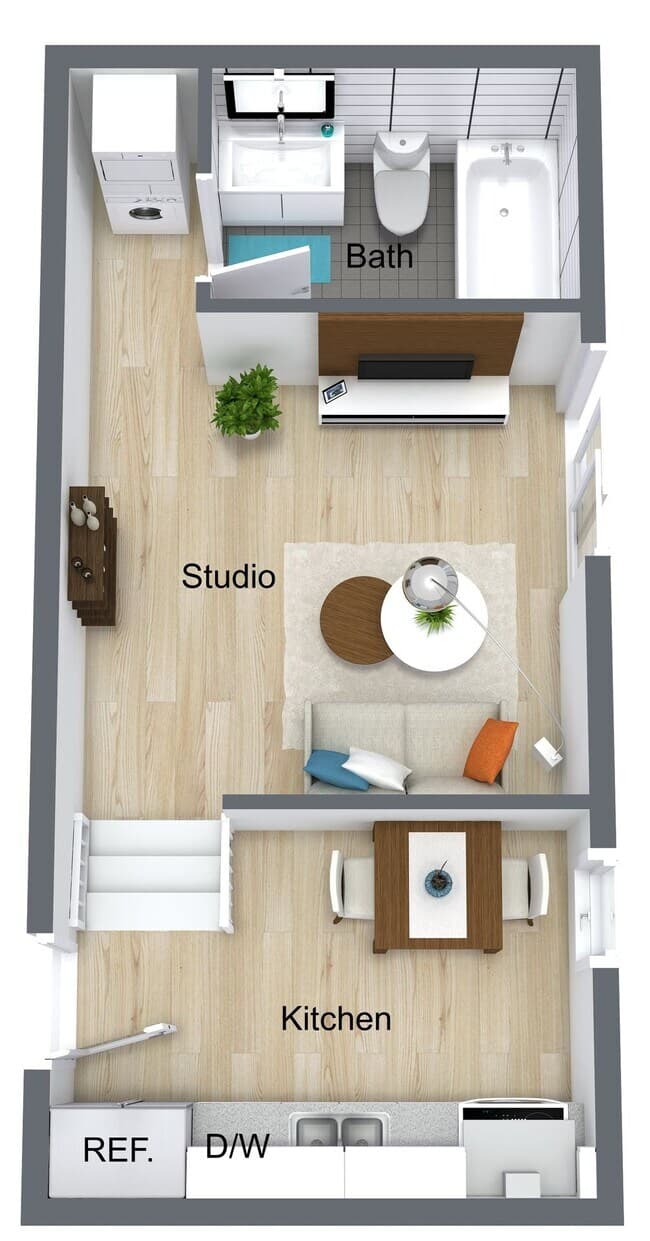 studio 1.0 baths (345 sqft) 101 floor plan