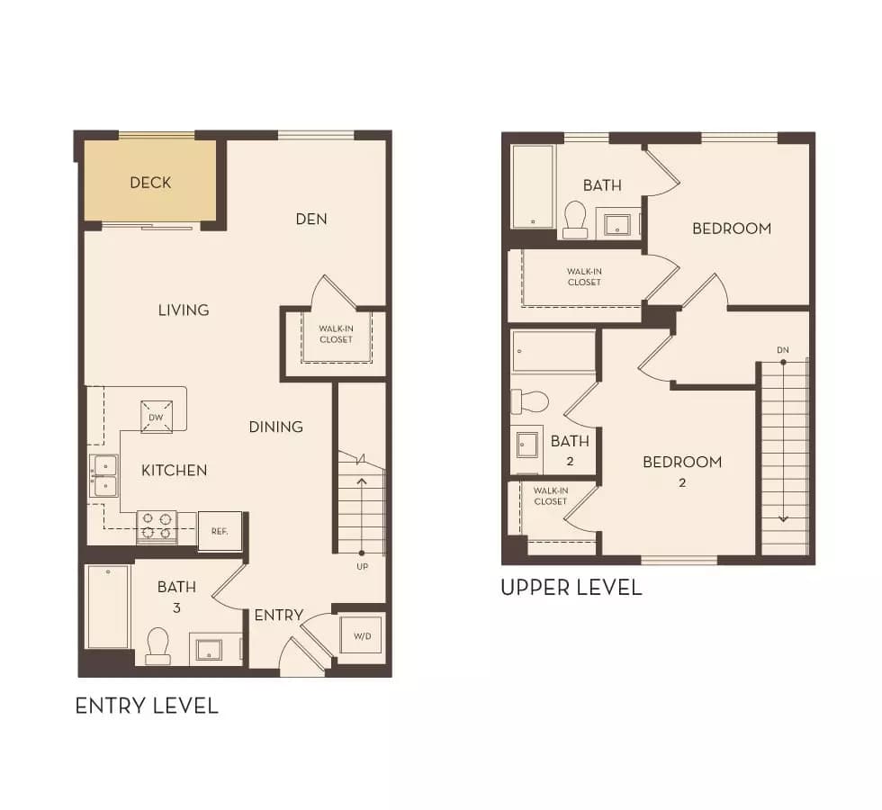 2 Beds • 3 Bath 1015-331 floor plan