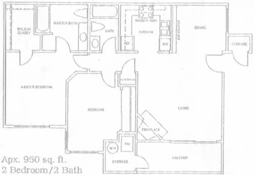 2 Bedroom 2 Bath floor plan