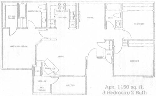 3 Bedroom 2 Bath floor plan