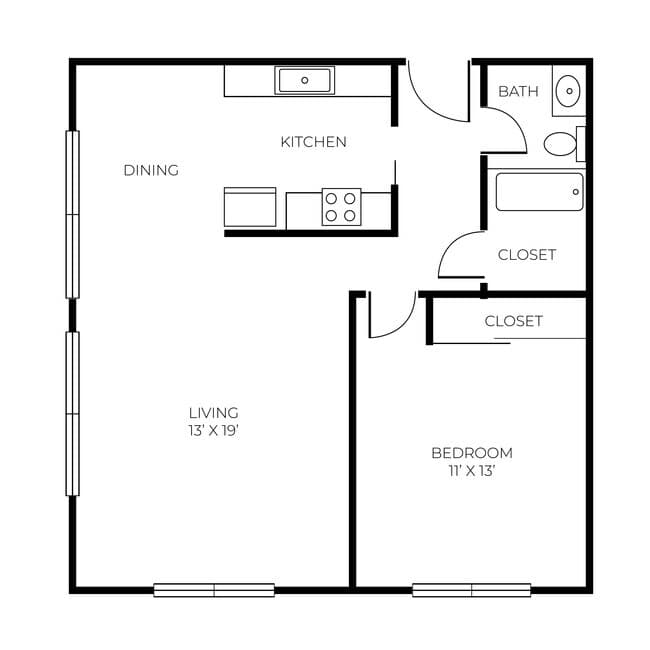 1 Bed • 1 Bath 312 floor plan