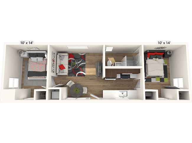 2 Beds • 2 Bath 002-1041 floor plan