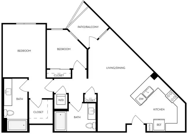 B3u - 2BR 2BA Flat 201 floor plan