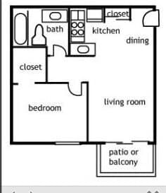 1B1B floor plan