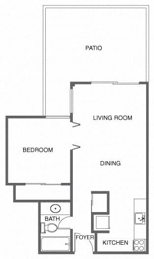 1 Bed, 1 Bath A211 floor plan