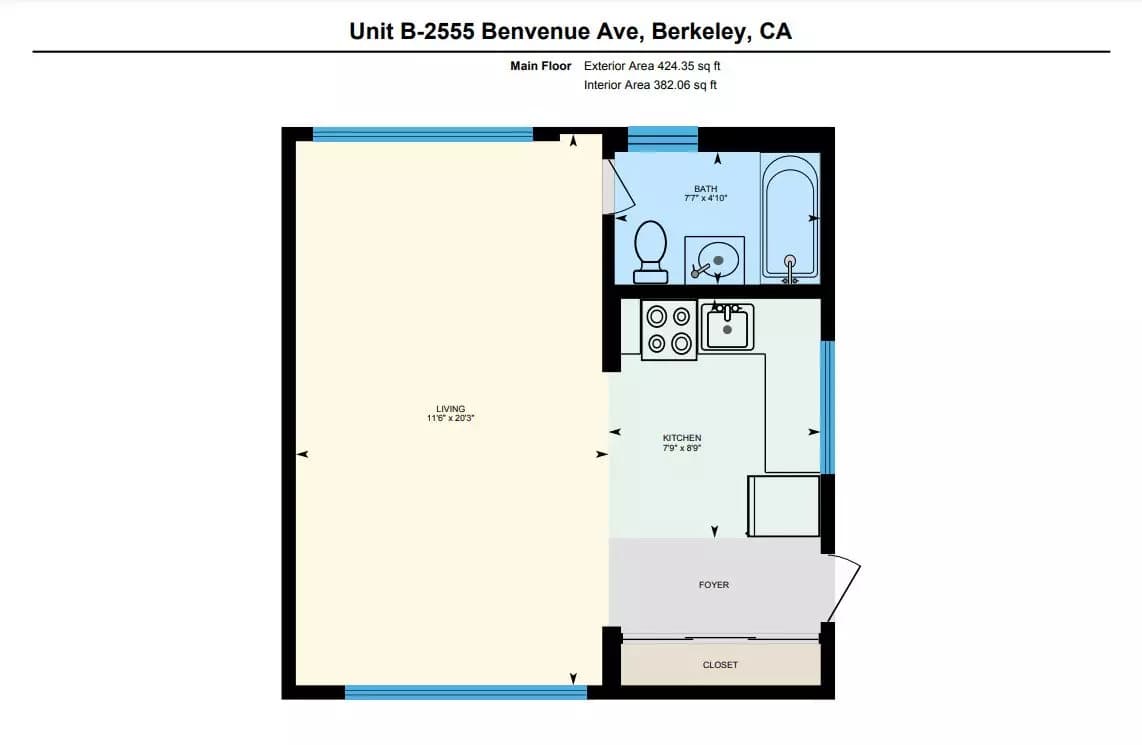 Studio, 1 Bath Model floor plan