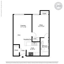 Medium 1 Bed 1 Bath Senior 143 floor plan