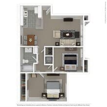 Medium 2 Bed 1 Bath Senior 201 floor plan
