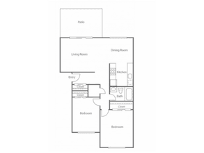 2BD/1BA Plan A 0207 floor plan