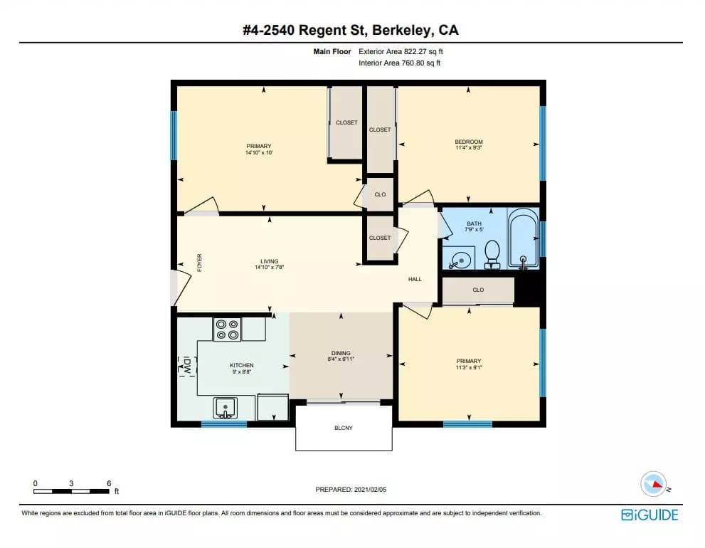 3 Beds, 1 Bath Model floor plan