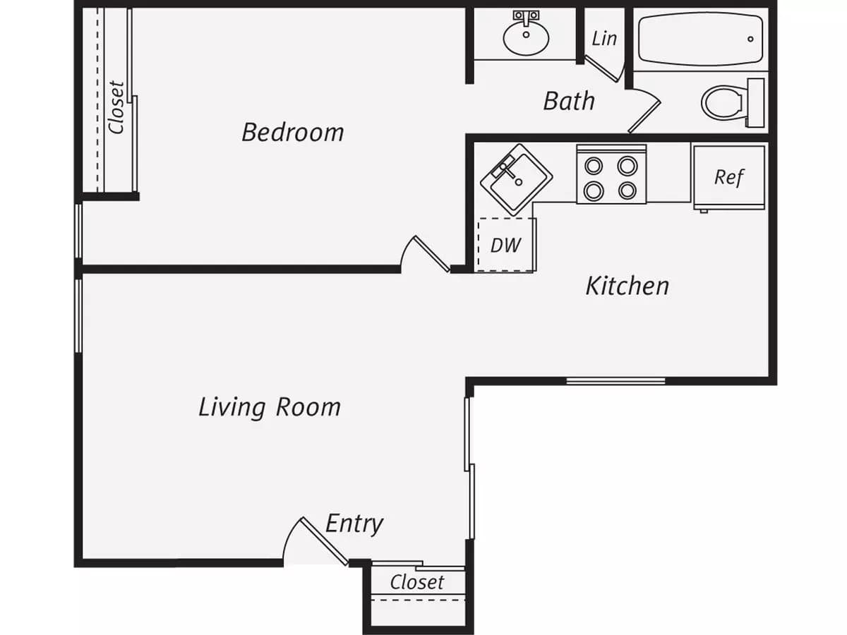 1 Bedroom 1 Bath Market 0706 floor plan