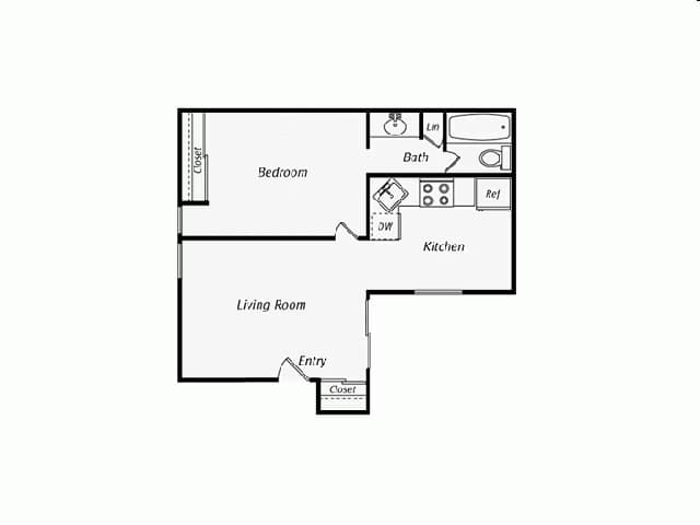 1 Bed • 1 Bath 0618 floor plan