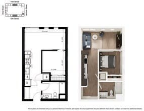 U2 Urban 1 Bedroom 715 floor plan