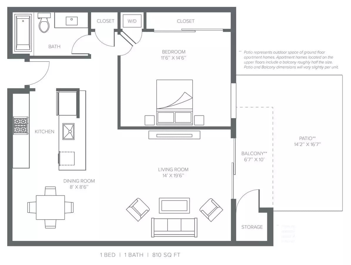 1x1 Renovated E-017 floor plan