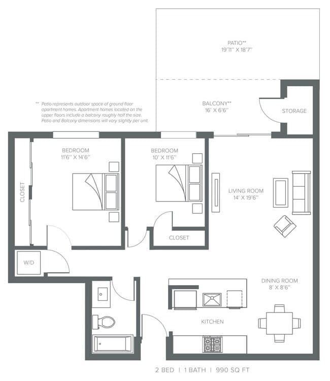 2X1 Renovated H-206 floor plan