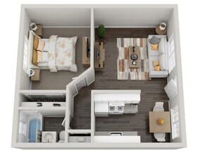 1 Bed 1 Bath 28 floor plan